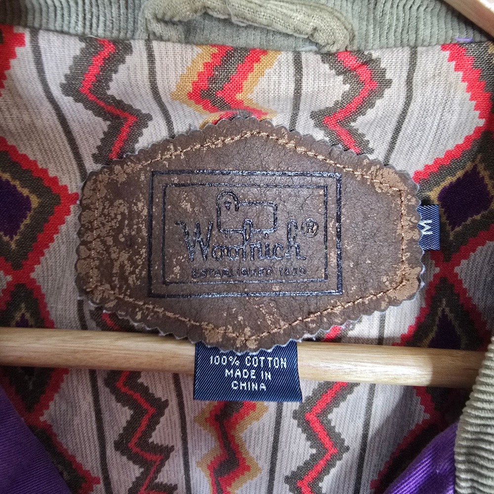 Woolrich Womens Purple Cotton Barn Jacket Aztec Lining Corduroy Trim Size M - Picture 6 of 6